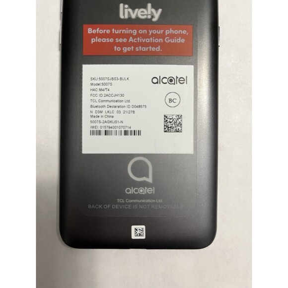 Lively Jitterbug Smart Cell Phone Alcatel Model 5007S Pre-Owned Tested WORKS - Picture 4 of 5